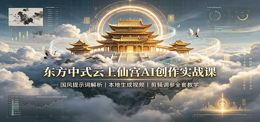 东方中式云上仙宫AI创作实战课：国风提示词解析，本地生成视频，剪辑调参全套教学-悟思笔记，一个低调的学习营。