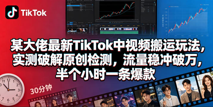 某大佬最新TikTok中视频搬运玩法，实测破解原创检测，流量稳冲破万，半个小时一条爆款-悟思笔记，一个低调的学习营。