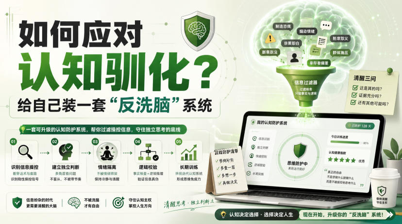 付费文章：如何应对认知驯化？给自己装一套“反洗脑”系统-悟思笔记，一个低调的学习营。