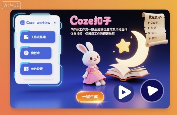 Coze扣子工作流一键生成童话皮克斯风格立体书视频，保姆级工作流搭建教程-悟思笔记，一个低调的学习营。