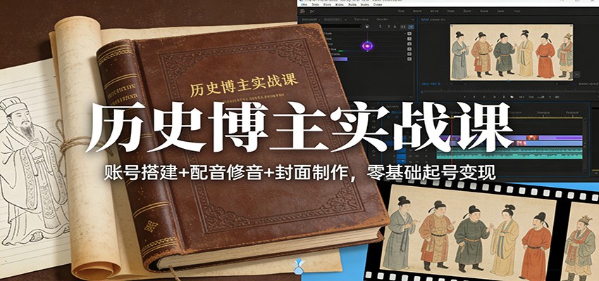 历史博主实战课：账号搭建+配音修音+封面制作，零基础起号变现-悟思笔记，一个低调的学习营。