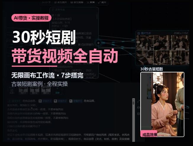 Seedance2.0做短剧带货视频，无限画布工作流·7步搭完古装短剧案例·全程实操-悟思笔记，一个低调的学习营。