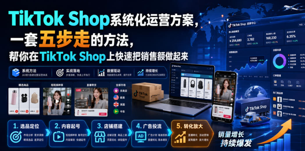 TikTok Shop系统化运营方案，一套五步走的方法，帮你在TikTok Shop上快速把销售额做起来【原创双语字幕】-悟思笔记，一个低调的学习营。
