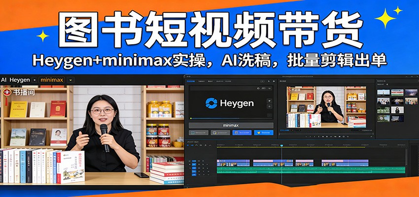 图书短视频带货：Heygen+minimax实操，AI洗稿 ，批量剪辑出单-悟思笔记，一个低调的学习营。