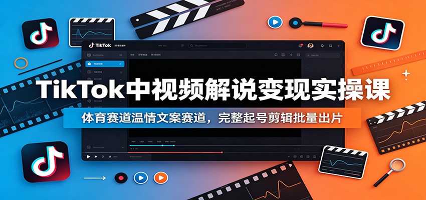 TikTok中视频解说变现实操课：体育赛道温情文案赛道，完整起号剪辑批量出片-悟思笔记，一个低调的学习营。