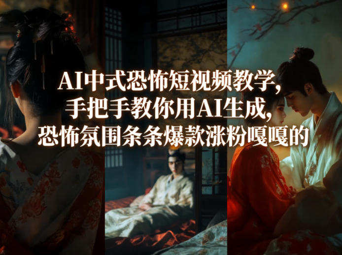 AI中式恐怖短视频教学，手把手教你用AI生成，恐怖氛围条条爆款涨粉嘎嘎的-悟思笔记，一个低调的学习营。
