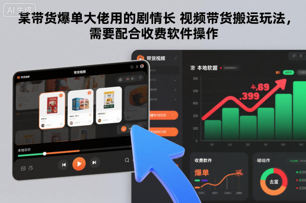 某带货爆单大佬用的剧情长视频带货搬运玩法，需要配合收费软件操作-悟思笔记，一个低调的学习营。