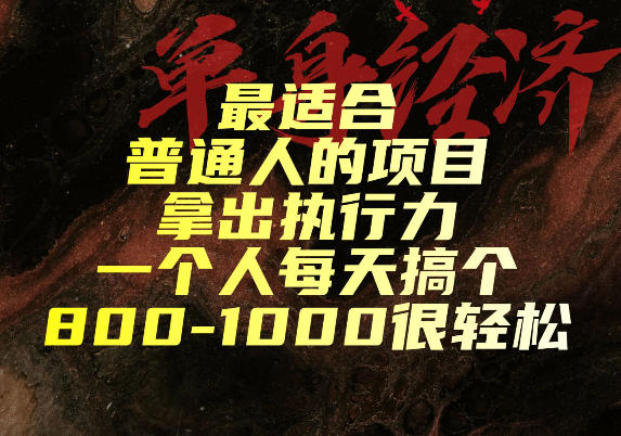 最适合普通人的项目，拿出执行力一个人每天搞个800-1k很轻松【揭秘】-悟思笔记，一个低调的学习营。