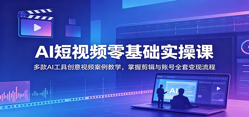 AI短视频零基础实操课：多款AI工具创意视频案例教学，掌握剪辑与账号全套变现流程-悟思笔记，一个低调的学习营。