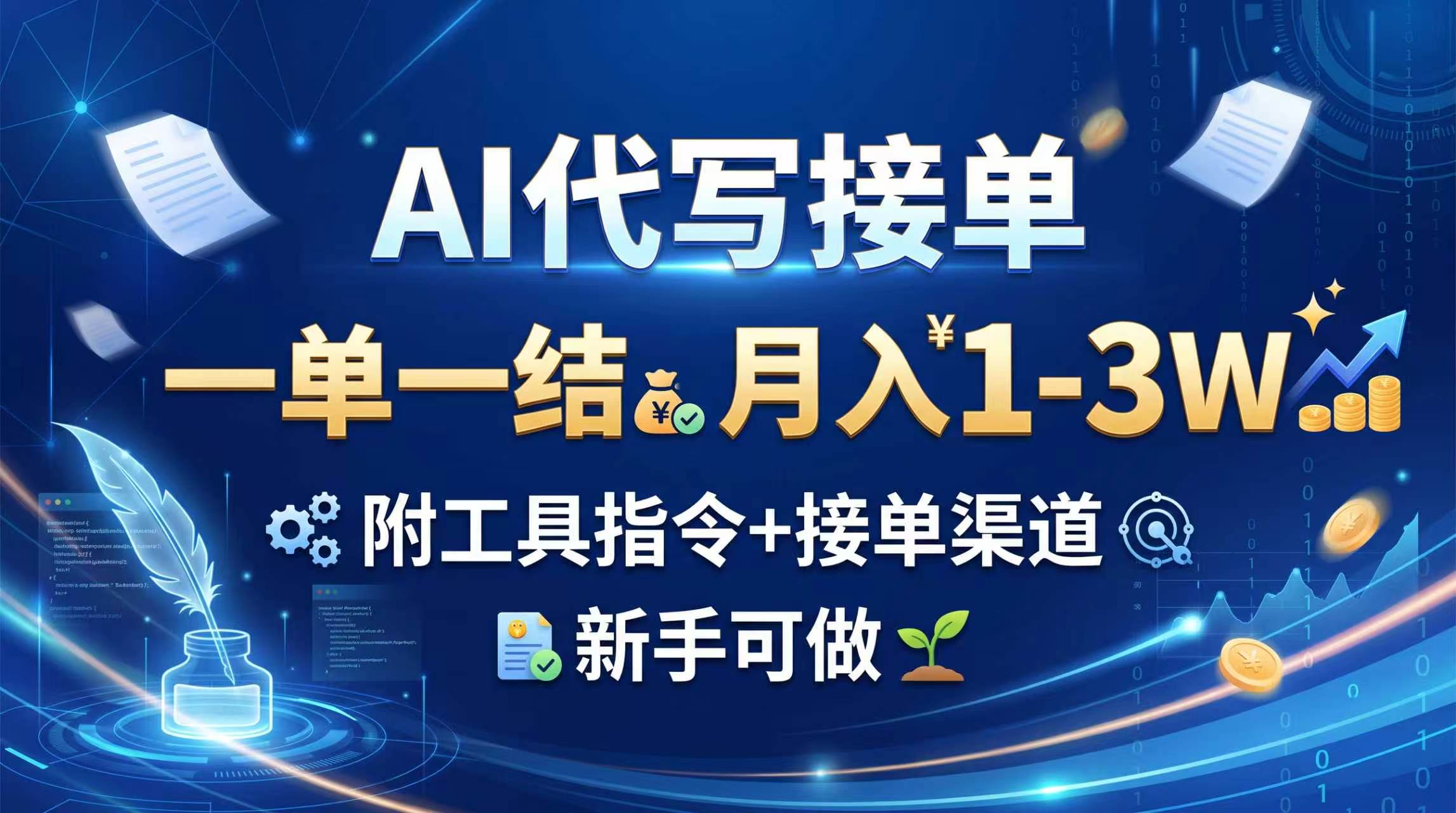 AI代写接单，一单一结，月入1-3W，附工具指令+接单渠道，新手可做-悟思笔记，一个低调的学习营。