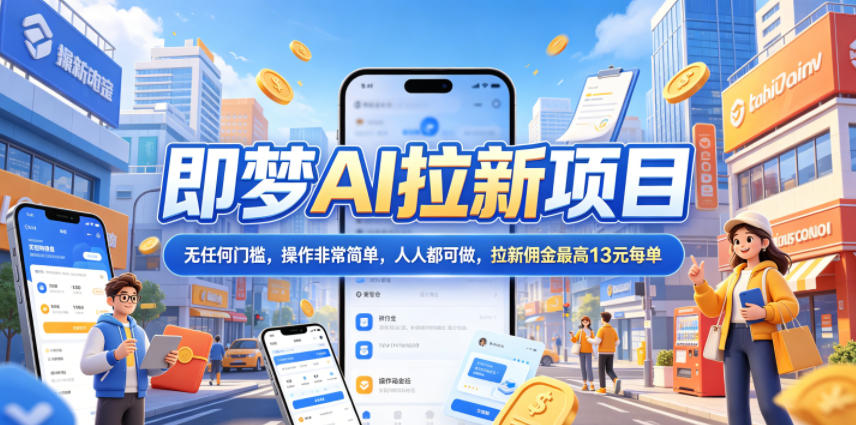 2026年即梦AI拉新项目最新玩法，无任何门槛，操作非常简单，人人都可做，拉新佣金最高13元每单-悟思笔记，一个低调的学习营。