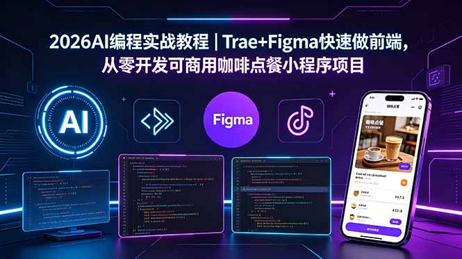 2026AI编程实战教程｜Trae+Figma快速做前端，从零开发可商用咖啡点餐小程序项目-悟思笔记，一个低调的学习营。