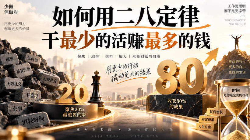 付费文章：如何用二八定律干最少的活賺最多的钱-悟思笔记，一个低调的学习营。