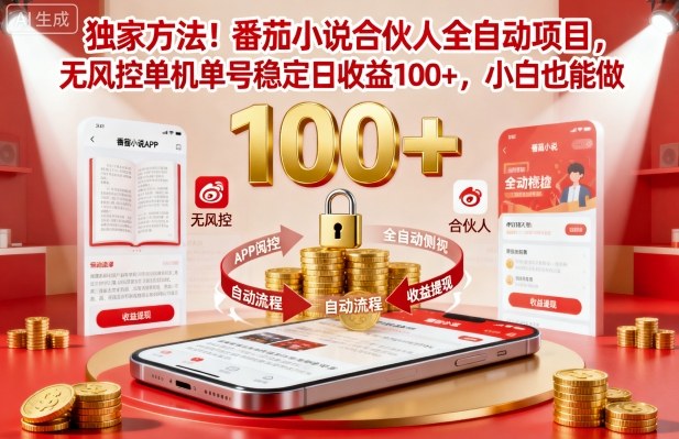 独家方法！番茄小说合伙人全自动挂G项目，无风控单机单号稳定日收益100+，小白也能做【揭秘】-悟思笔记，一个低调的学习营。