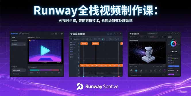 Runway全栈视频制作课：AI视频生成，智能剪辑技术，影视级特效处理系统-悟思笔记，一个低调的学习营。