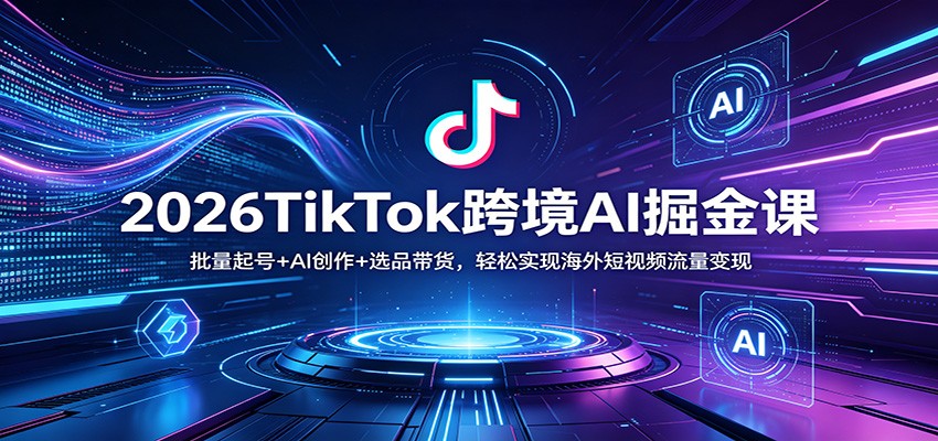 2026TikTok跨境AI掘金课：批量起号+AI创作+选品带货，轻松实现海外短视频流量变现-悟思笔记，一个低调的学习营。