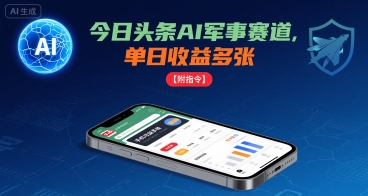 今日头条AI军事赛道，单日收益多张 ，手机可做【附指令】-悟思笔记，一个低调的学习营。