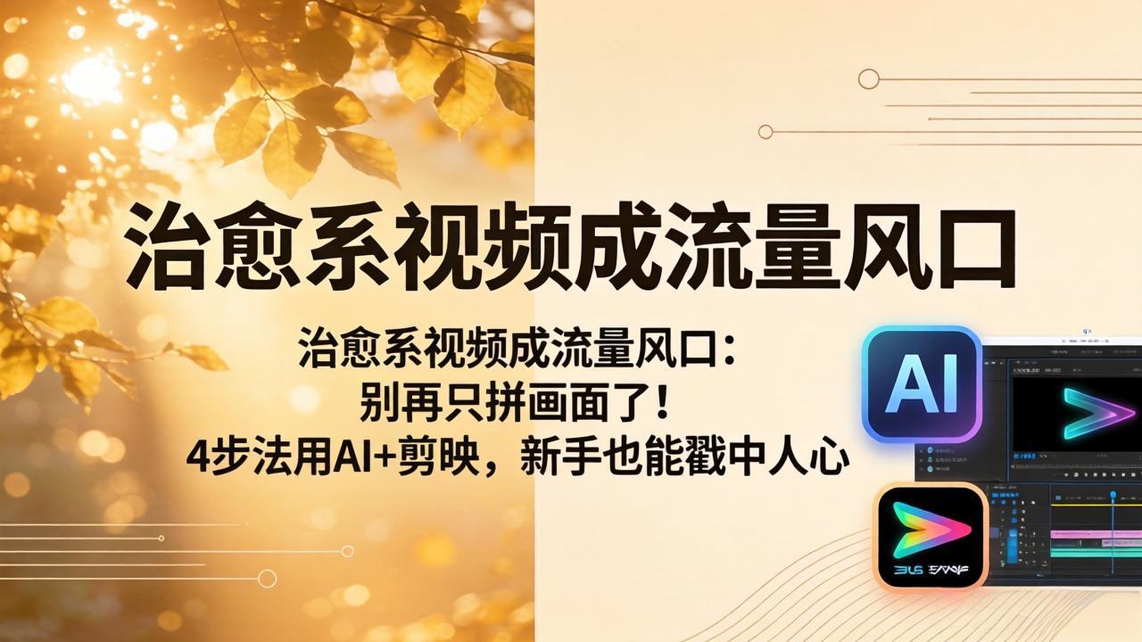 治愈系视频成流量风口：别再只拼画面了！4步法用AI+剪映，新手也能戳中人心-悟思笔记，一个低调的学习营。