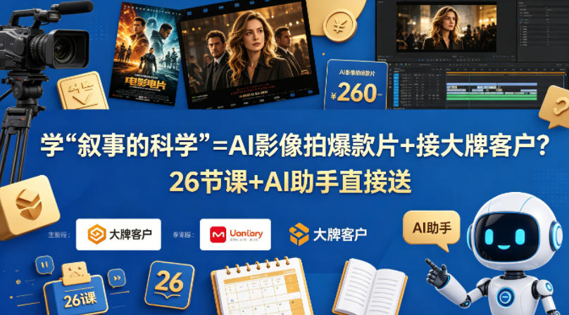 学《叙事的科学》=AI影像拍爆款片+接大牌客户？26节课+AI助手直接送【原创双语字幕】-悟思笔记，一个低调的学习营。