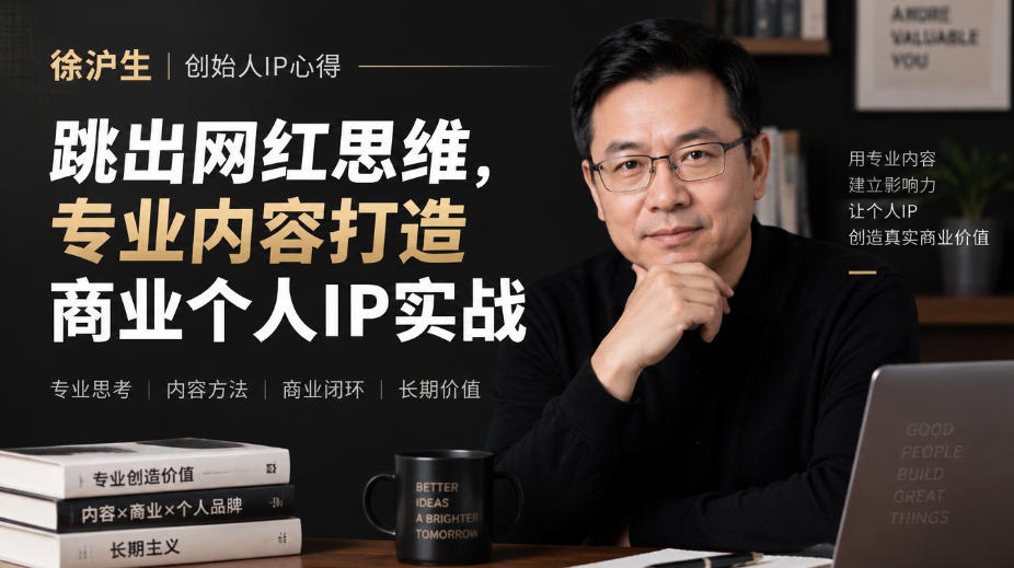 徐沪生创始人IP心得｜跳出网红思维，专业内容打造商业个人IP实战【文档】-悟思笔记，一个低调的学习营。