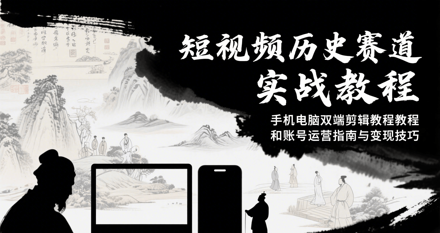 短视频历史赛道实战教程，手机电脑双端剪辑教程和账号运营指南与变现技巧-悟思笔记，一个低调的学习营。
