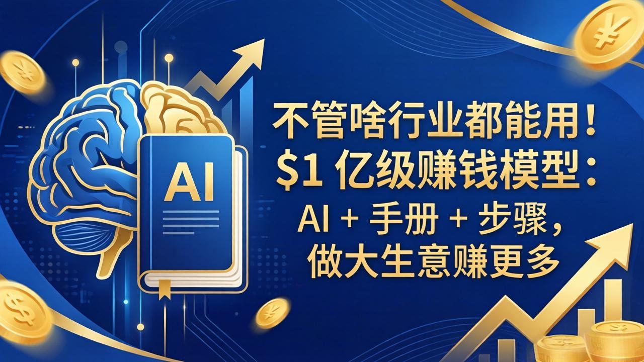 不管啥行业都能用！$1 亿级赚钱模型：AI + 手册 + 步骤，做大生意赚更多-悟思笔记，一个低调的学习营。