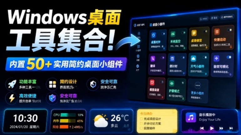 Windows桌面工具集合！内置50+实用简约桌面小组件，含截图、录屏、翻译、天气等，多秘工具箱-悟思笔记，一个低调的学习营。