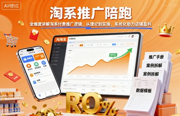 淘系推广陪跑，全维度讲解淘系付费推广逻辑，从理论到实操，系统化助力店铺盈利-悟思笔记，一个低调的学习营。