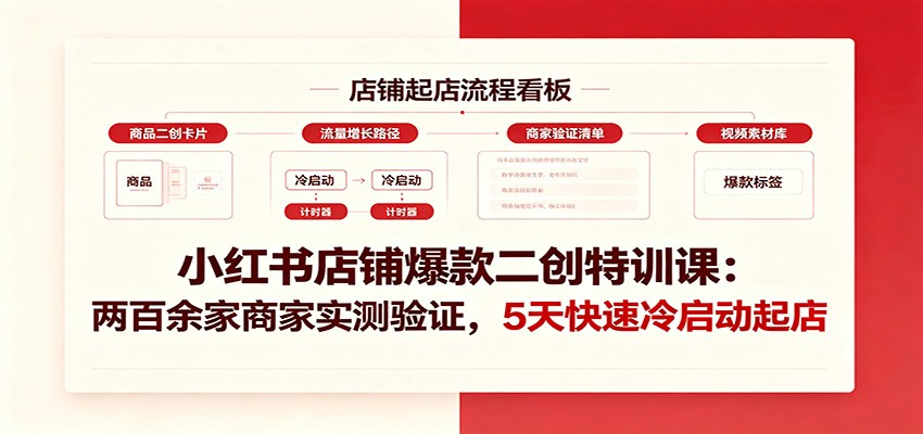 小红书店铺爆款二创特训课：两百余家商家实测验证，5天快速冷启动起店-悟思笔记，一个低调的学习营。