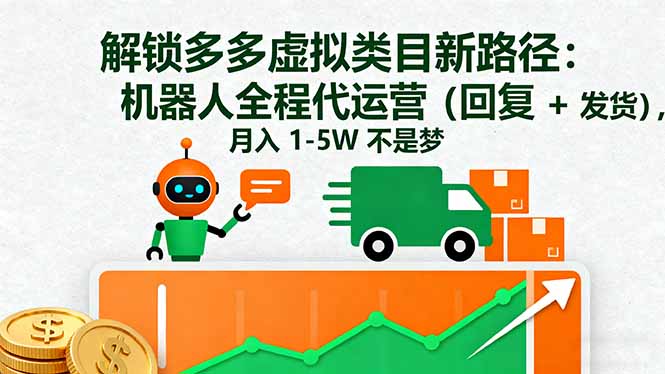 解锁多多虚拟类目新路径：机器人全程代运营(回复 + 发货-悟思笔记，一个低调的学习营。