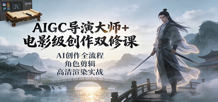 AIGC导演大师+电影级创作双修课：AI创作全流程、角色剪辑、高清渲染实战-悟思笔记，一个低调的学习营。