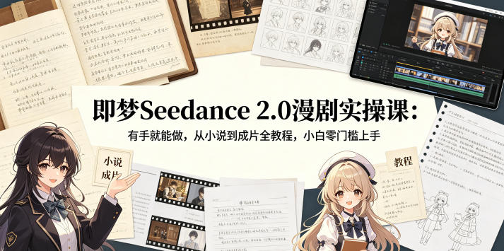即梦Seedance 2.0漫剧实操课：有手就能做，从小说到成片全教程，小白零门槛上手-悟思笔记，一个低调的学习营。