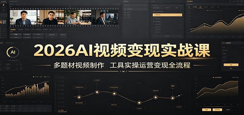 2026AI视频变现实战课：多题材视频制作，工具实操运营变现全流程-悟思笔记，一个低调的学习营。