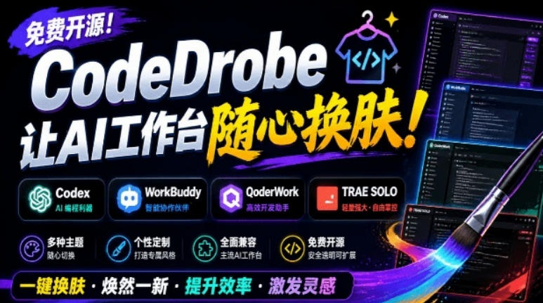 免费开源的CodeDrobe，让AI工作台随心换肤，支持Codex、WorkBuddy等，免费且本地运行！-悟思笔记，一个低调的学习营。