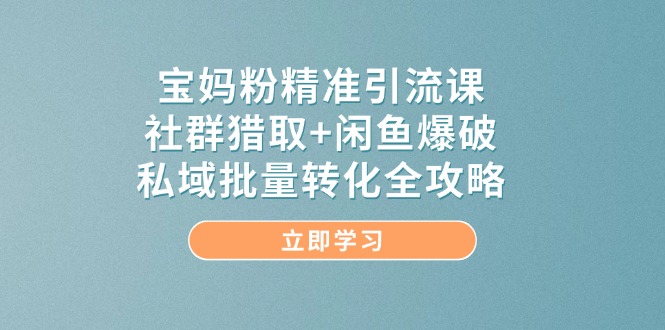 宝妈粉精准引流课，社群猎取+闲鱼爆破，私域批量转化全攻略-悟思笔记，一个低调的学习营。