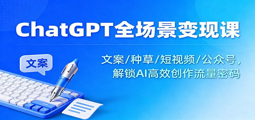 ChatGPT全场景变现课：文案/种草/短视频/公众号，解锁AI高效创作流量密码-悟思笔记，一个低调的学习营。