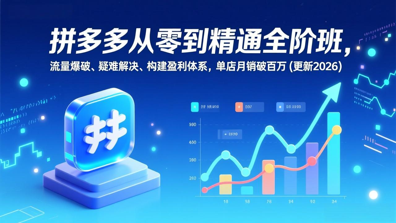 拼多多从零到精通全阶班，流量爆破、疑难解决，构建盈利体系，单店月销破百万(更新2026-悟思笔记，一个低调的学习营。