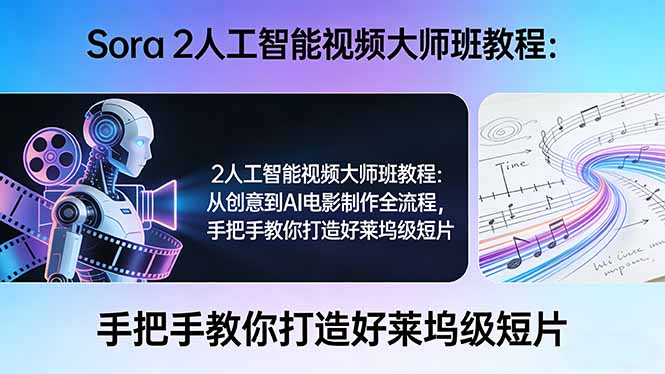 Sora 2人工智能视频大师班教程：从创意到AI电影制作全流程，手把手教你打造好莱坞级短片-悟思笔记，一个低调的学习营。