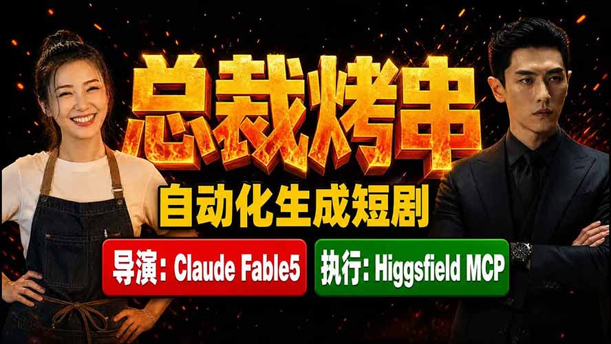 《总裁烤串》真人短剧全自动诞生！Claude Fable5 当导演，Higgsfield MCP 执行！-悟思笔记，一个低调的学习营。
