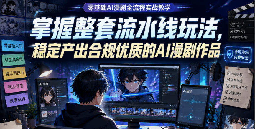 零基础AI漫剧全流程实战教学，掌握整套流水线玩法，稳定产出合规优质的AI漫剧作品-悟思笔记，一个低调的学习营。