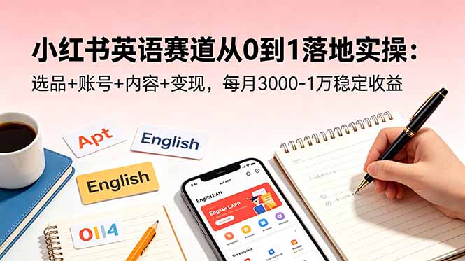 小红书英语赛道从0到1落地实操：选品+账号+内容+变现，每月3000-1万稳定收益-悟思笔记，一个低调的学习营。