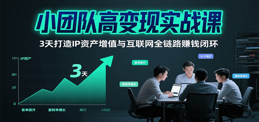 小团队高变现实战课，3天打造IP资产增值与互联网全链路赚钱闭环(第二期)-悟思笔记，一个低调的学习营。