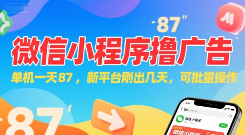 微信小程序看广告，单机一天87，新平台刚出几天，可批量操作，日入5张-悟思笔记，一个低调的学习营。
