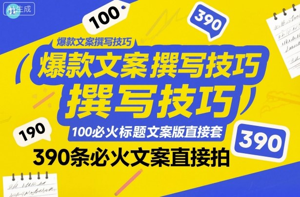 爆款文案撰写技巧，100个必火标题文案模版直接套，390条必火文案直接拍-悟思笔记，一个低调的学习营。