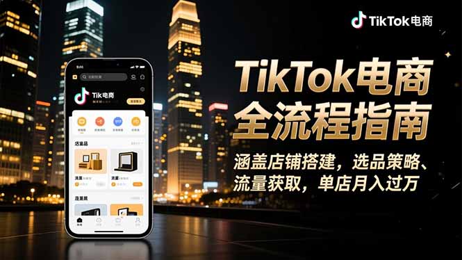 TikTok电商全流程指南，涵盖店铺搭建、选品策略、流量获取，单店月入过万-悟思笔记，一个低调的学习营。