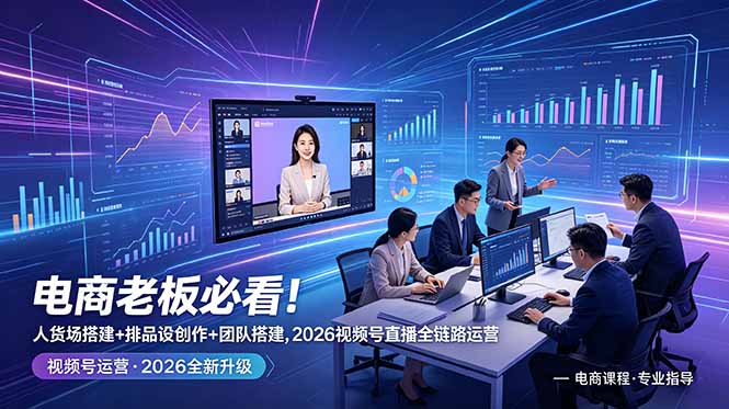 电商老板必看！人货场搭建+排品设计+素材创作+团队搭建，2026视频号直播全链路运营-悟思笔记，一个低调的学习营。