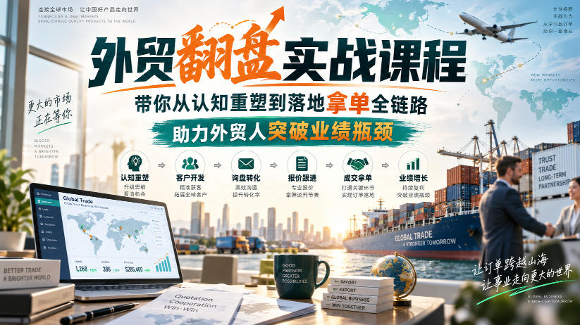 外贸翻盘实战课程，带你从认知重塑到落地拿单全链路，助力外贸人突破业绩瓶颈-悟思笔记，一个低调的学习营。