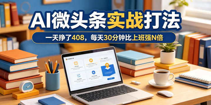 一天挣了408，AI微头条实战打法，每天30分钟比上班强N倍-悟思笔记，一个低调的学习营。
