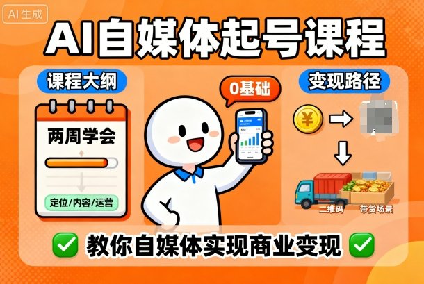 AI自媒体起号课程，0基础小白两周学会，教你自媒体实现商业变现-悟思笔记，一个低调的学习营。