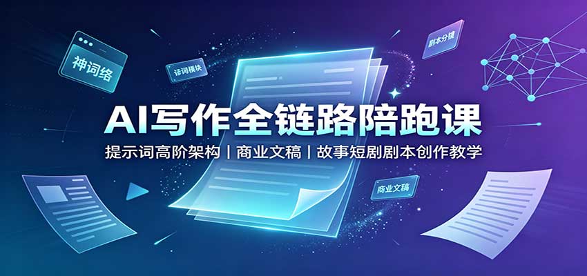 AI写作全链路陪跑课：提示词高阶架构，商业文稿，故事短剧剧本创作教学-悟思笔记，一个低调的学习营。